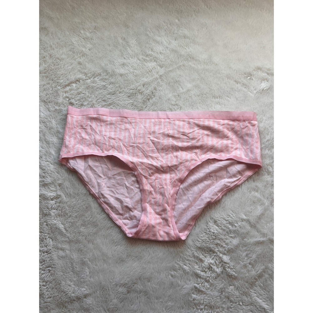 Victoria's Secret Pink White Striped Cotton Modal Hiphugger Hipster Panty XL New